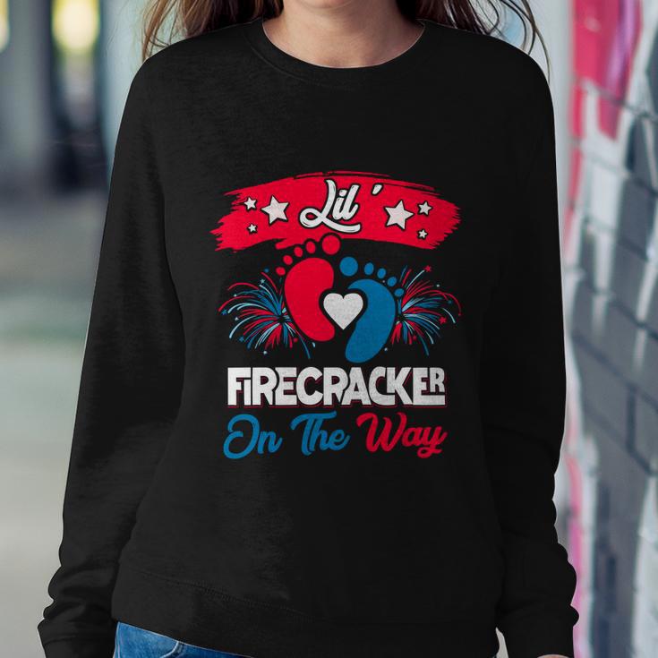 4Th Of July Pregnancy Patriotic Lil Firecracker On The Way Gift Sweatshirt Gifts for Her