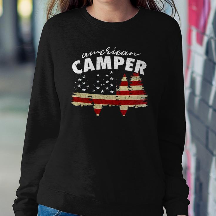 American Camper US Flag Patriotic Camping Sweatshirt Gifts for Her
