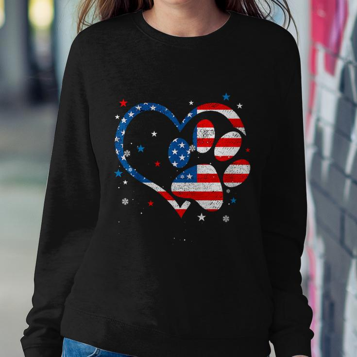 American Flag Patriotic Dog & Cat Paw Print 4Th Of July Sweatshirt Gifts for Her
