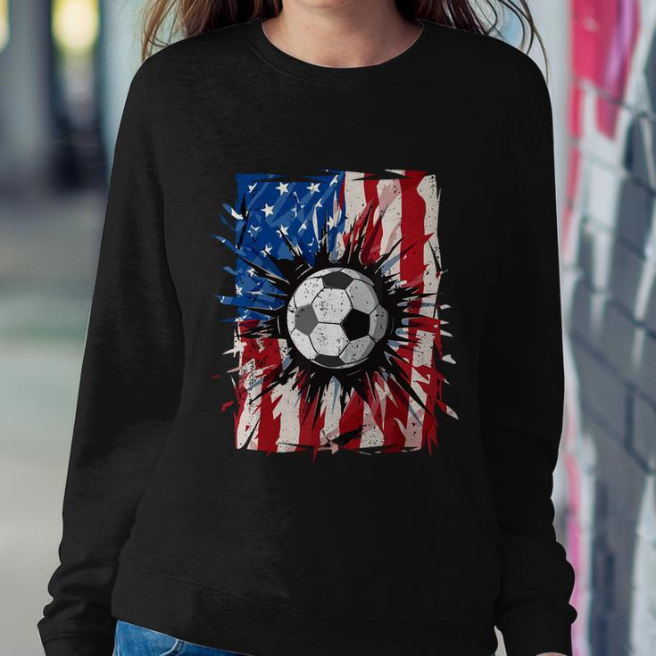 American Flag Soccer Ball 4Th Of July Cool Sport Patriotic Sweatshirt Gifts for Her