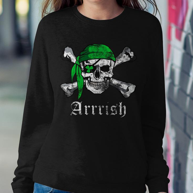 Arrrish Irish Pirate Skull Clover Tshirt Sweatshirt Gifts for Her