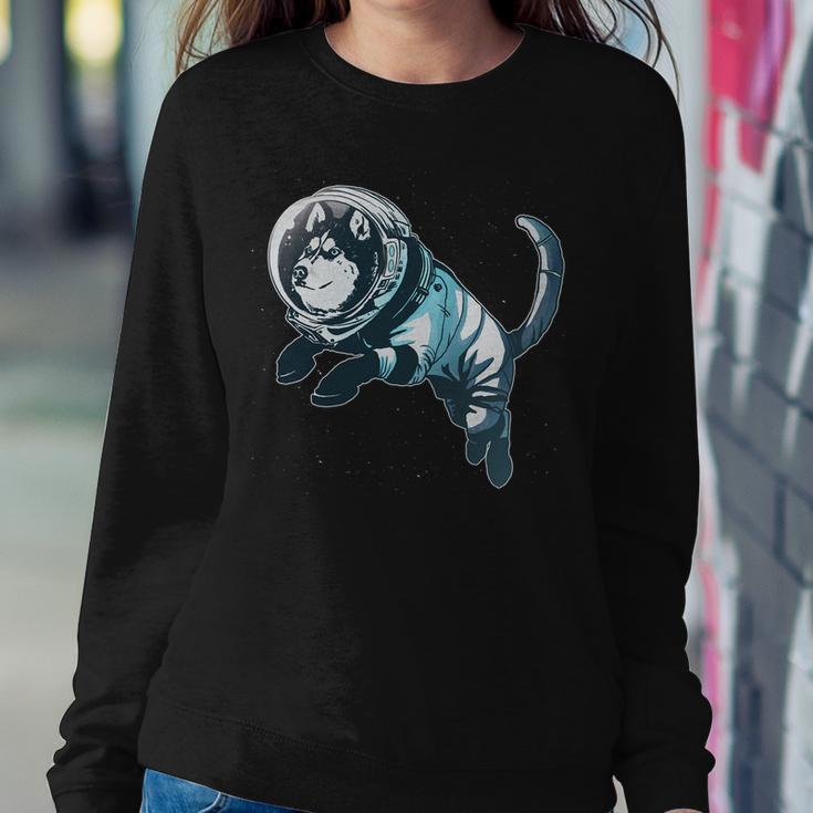 Astronaut Husky Dog Space Sweatshirt Gifts for Her