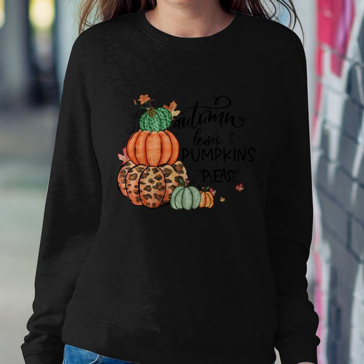 Autumn Leaves Pumpkin Please Thanksgiving Quote Sweatshirt Gifts for Her