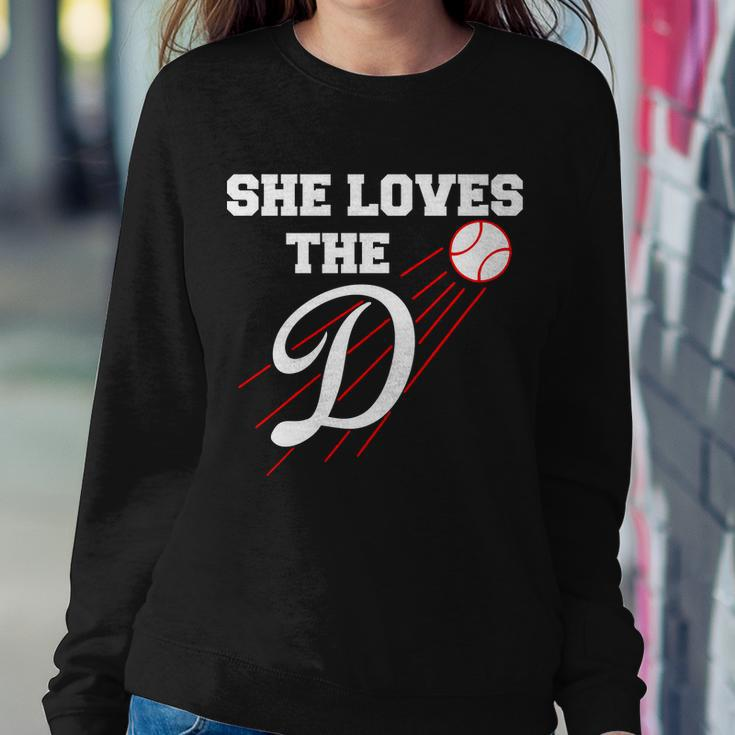 Baseball She Loves The D Los Angeles V2 Sweatshirt Gifts for Her