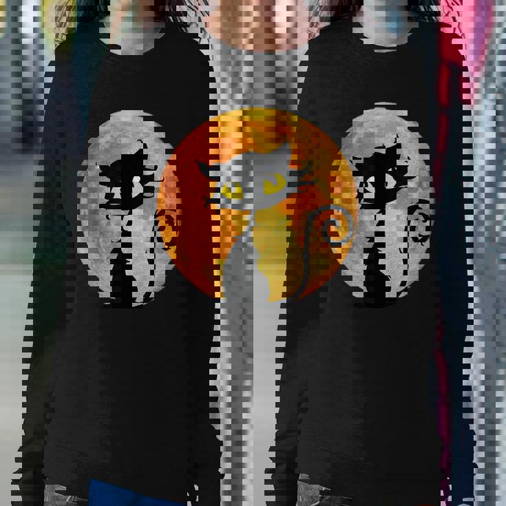 Black Cat Full Moon Halloween Cool Funny Ideas For Holidays Sweatshirt Gifts for Her