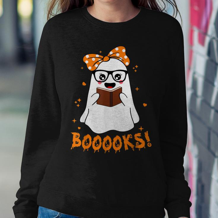 Booooks Ghost Funny Boo Read Books Lover Library Halloween Sweatshirt Gifts for Her