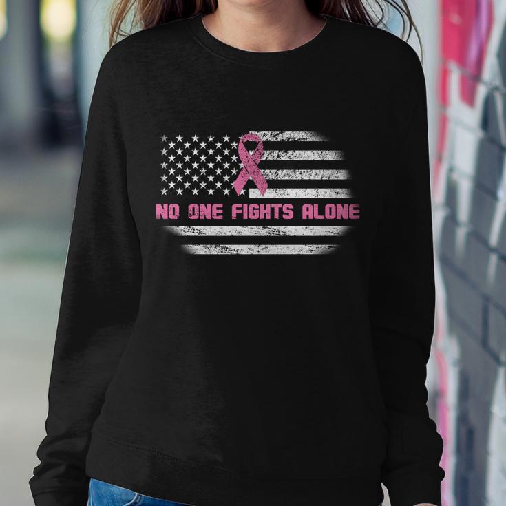 Breast Cancer Flag No One Fights Alone Tshirt Sweatshirt Gifts for Her