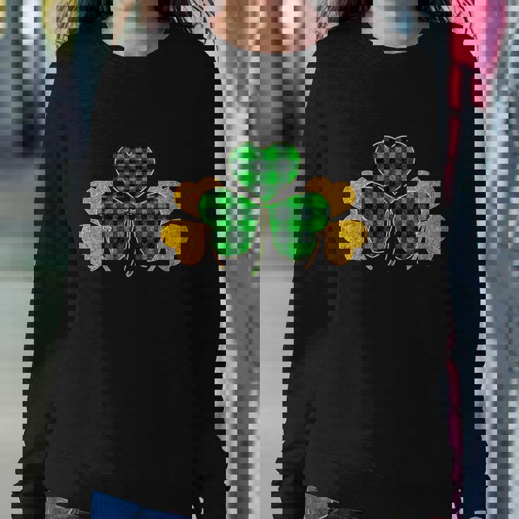 Buffalo Shamrock Plaid Irish Clovers Graphic Design Printed Casual Daily Basic Sweatshirt Gifts for Her