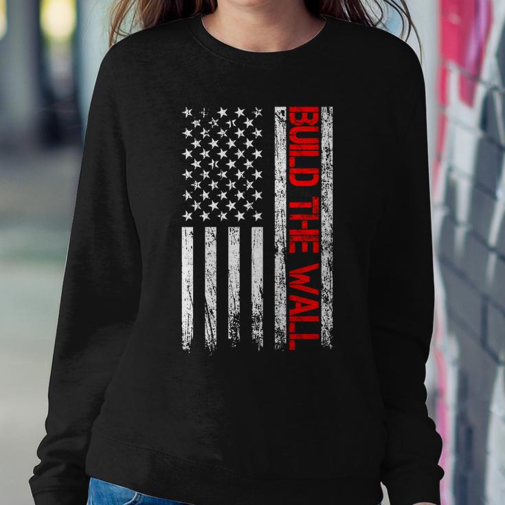 Build The Wall Distressed Flag Sweatshirt Gifts for Her