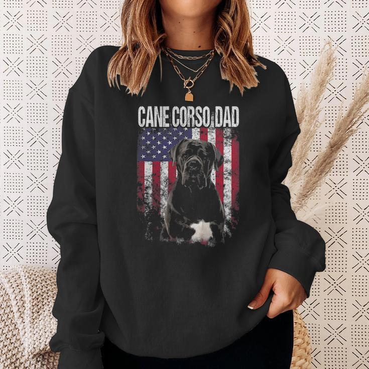 Cane Corso Dad With Proud American Flag Dog Lover Gifts Men Women Sweatshirt Graphic Print Unisex Gifts for Her