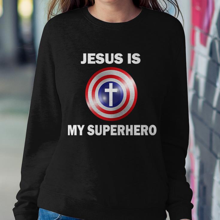 Captain Jesus Is My Superhero Cross Logo Sweatshirt Gifts for Her