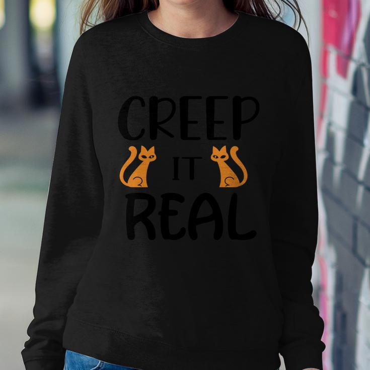 Creep It Real Cat Halloween Quote Sweatshirt Gifts for Her