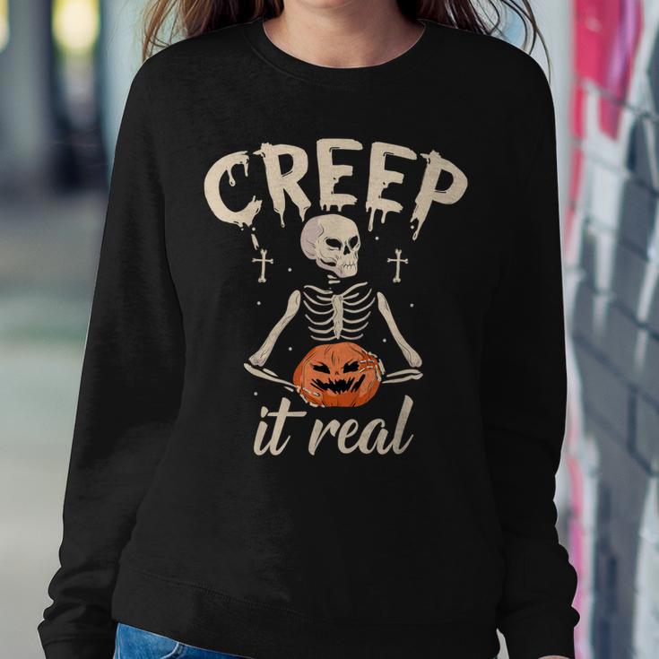 Creep It Real Halloween Funny Skeleton Lover Undead Monster Sweatshirt Gifts for Her