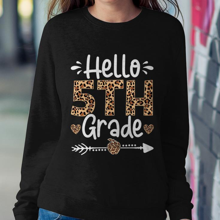 Cute Hello Fifth Grade Leopard Happy Last Day Of School Cool Gift Sweatshirt Gifts for Her