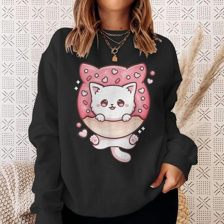 Cute Kawaii Cats Donut Anime Lover Otaku Funny Cats Japanese Men Women Sweatshirt Graphic Print Unisex Gifts for Her