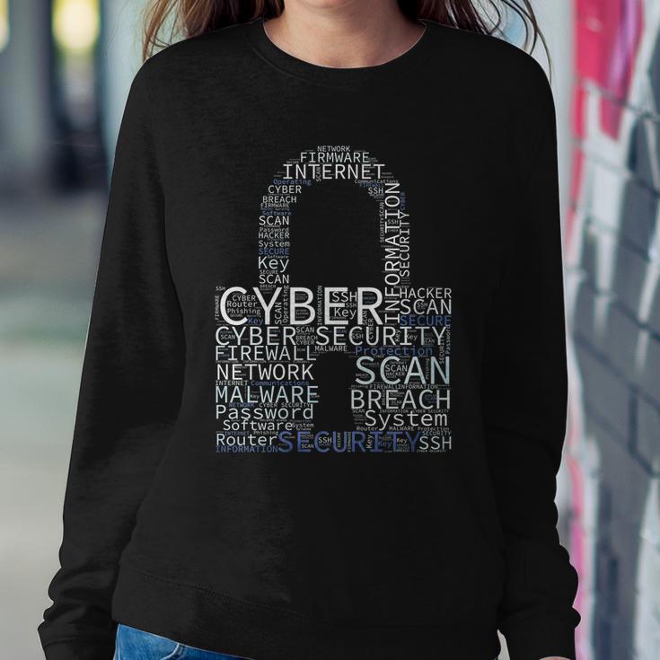 Cyber Security Wordcloud Padlock Sweatshirt Gifts for Her