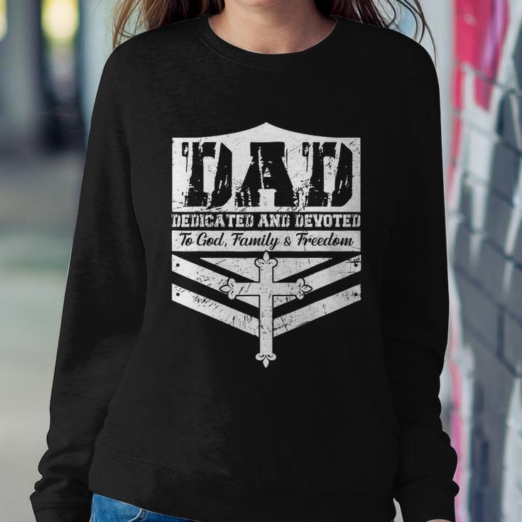 Dad Dedicated And Devoted To God Family & Freedom Sweatshirt Gifts for Her