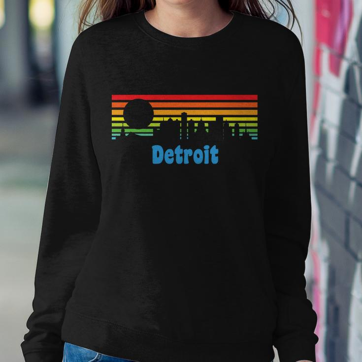 Detroit Retro Skyline Sweatshirt Gifts for Her