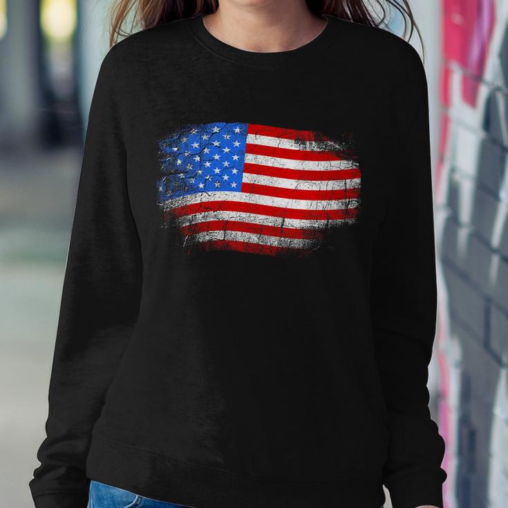 Distressed Usa Waving Flag Sweatshirt Gifts for Her