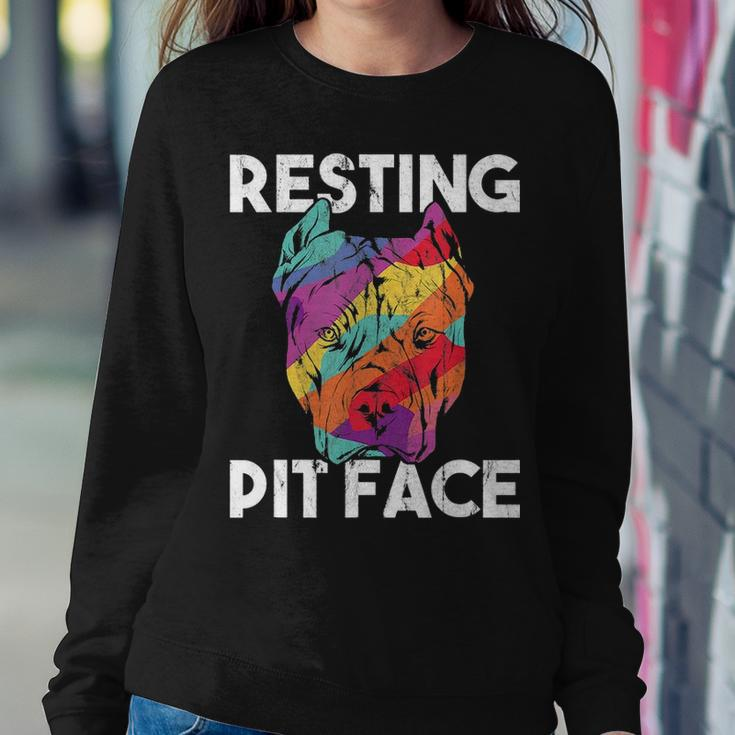 Dog Pitbull Resting Pit Face Vintage Sweatshirt Gifts for Her