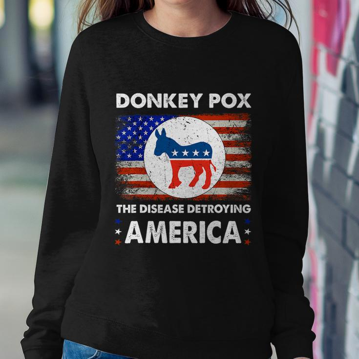 Donkey Pox The Disease Destroying America Usa Flag Funny Sweatshirt Gifts for Her