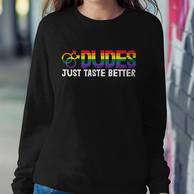 Dudes Tust Taste Better Lgbt Gay Pride Lesbian Bisexual Ally Quote Sweatshirt Gifts for Her