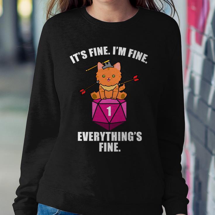 Everythings Fine Cute Cat Dnd Sweatshirt Gifts for Her