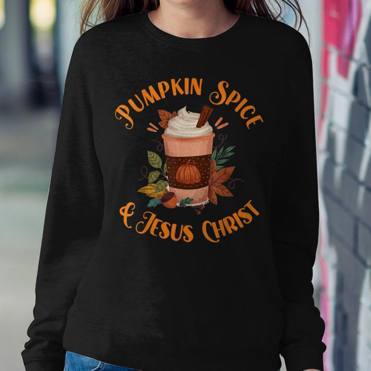 Fall Season Cute Pumpkin Spice And Jesus Christ Thanksgiving Sweatshirt Gifts for Her
