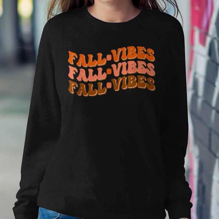 Fall Vibes Thanksgiving Retro Groovy Sweatshirt Gifts for Her