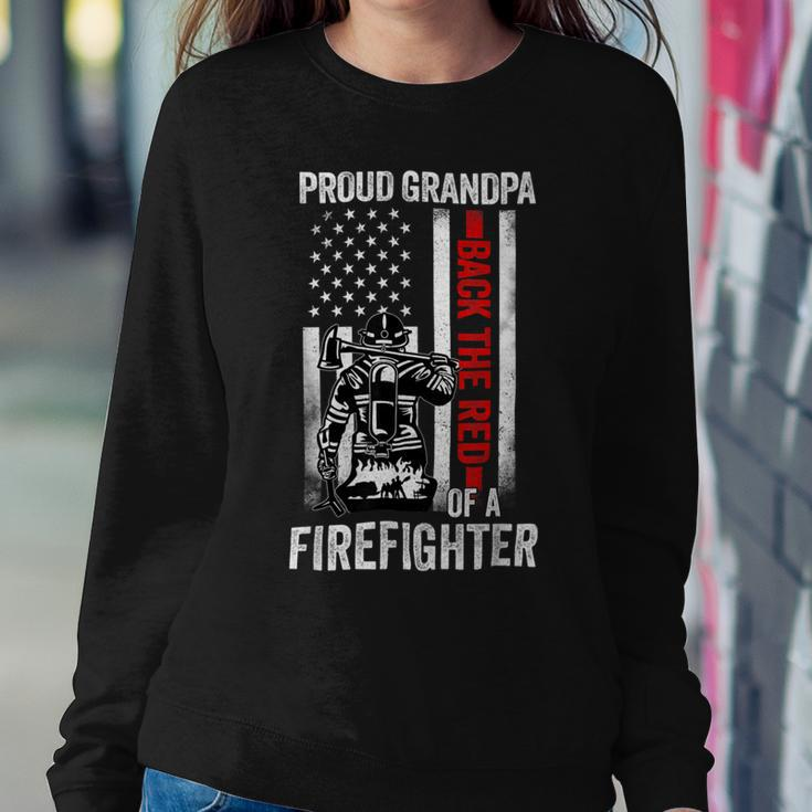Firefighter Proud Grandpa Of A Firefighter Back The Red American Flag Sweatshirt Gifts for Her