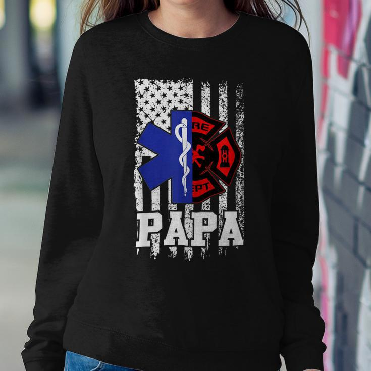 Firefighter Proud Papa Fathers Day Firefighter American Fireman Father V2 Sweatshirt Gifts for Her