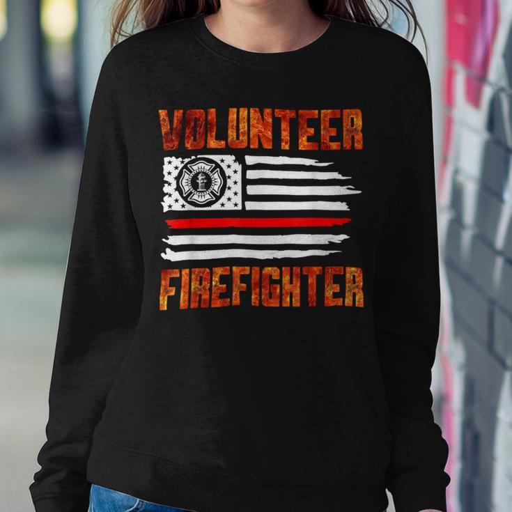 Firefighter Red Line Flag Fireman Wife Girlfriend Volunteer Firefighter Sweatshirt Gifts for Her