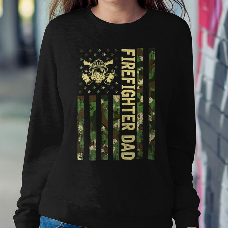 Firefighter Retro Camouflage Usa Flag Firefighter Dad Fathers Day V3 Sweatshirt Gifts for Her