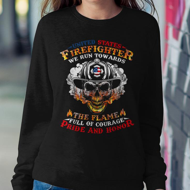 Firefighter United States Firefighter We Run Towards The Flames Firemen_ Sweatshirt Gifts for Her