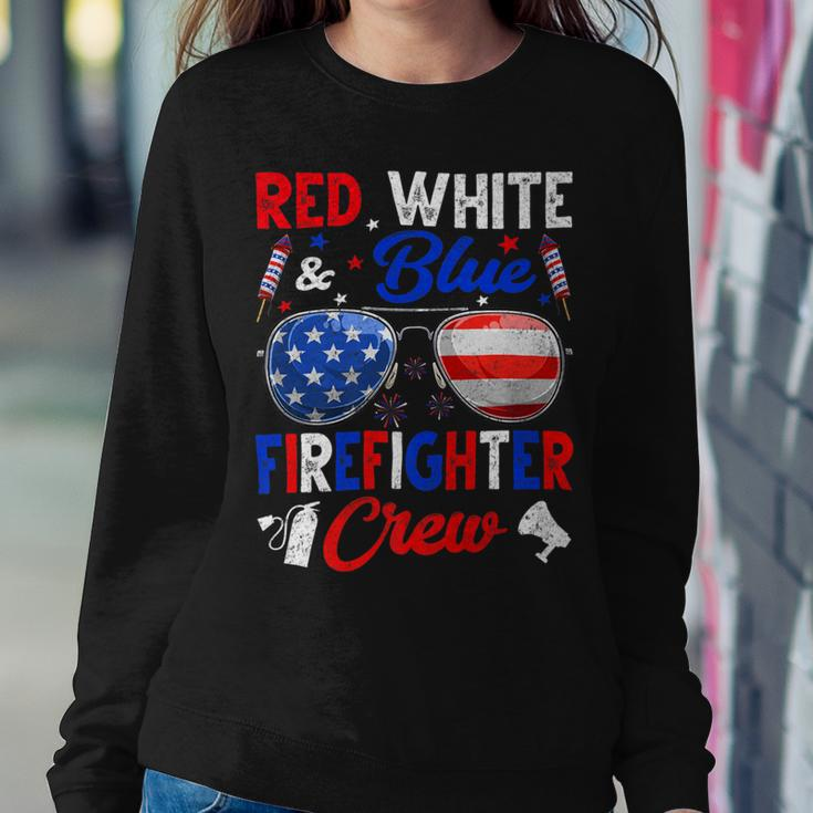 Firefighter Vintage Red White Blue Firefighter American Flag Sweatshirt Gifts for Her