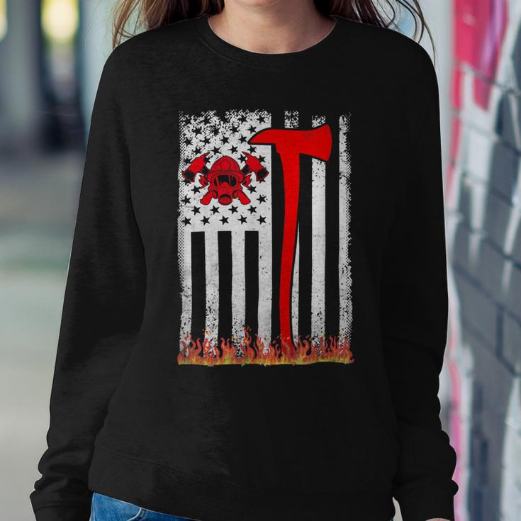 Firefighter Wildland Firefighter Axe American Flag Thin Red Line Fire V3 Sweatshirt Gifts for Her