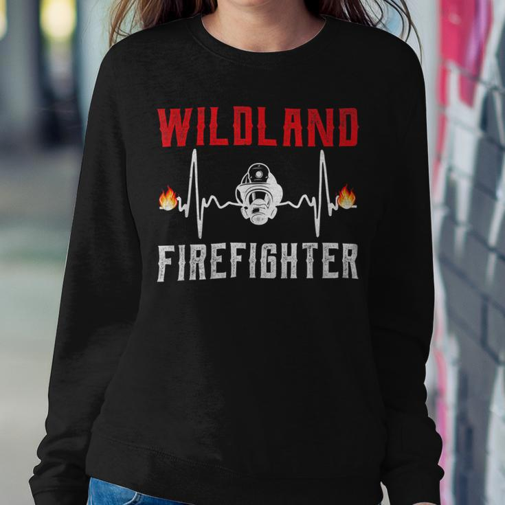 Firefighter Wildland Firefighter Fire Rescue Department Heartbeat Line Sweatshirt Gifts for Her
