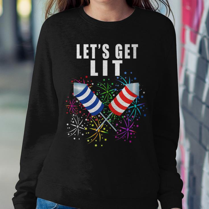 Funny 4Th Of July Lets Get Lit 2021 Pun Sweatshirt Gifts for Her