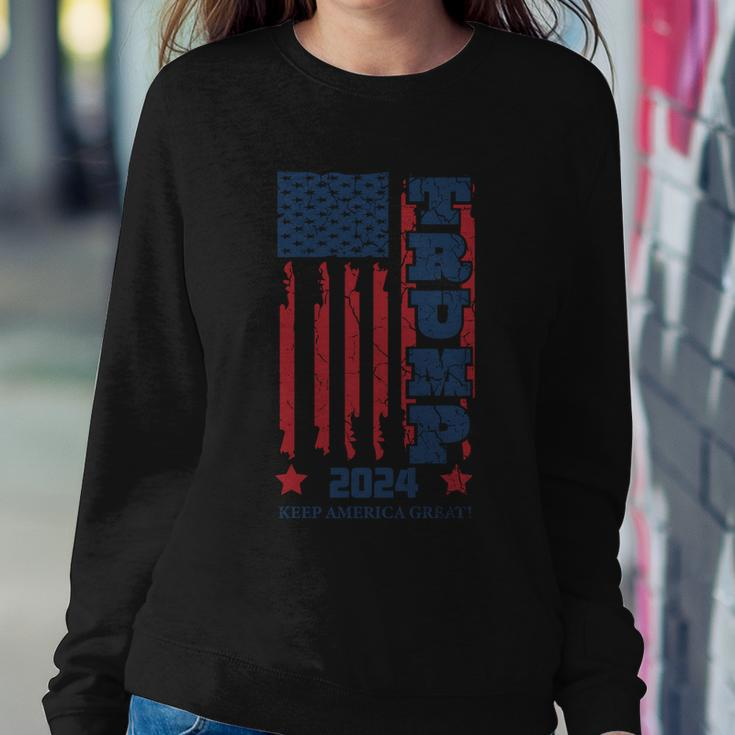 Funny Anti Biden Donald J Trump Distressed Flag Pocket Sweatshirt Gifts for Her