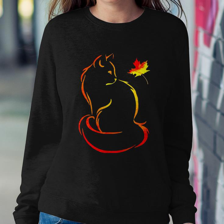 Funny Cat Leaf Fall Hello Autumn For Cute Kitten Graphic Design Printed Casual Daily Basic Sweatshirt Gifts for Her