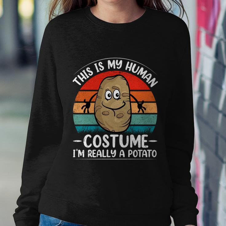 Funny Cute Retro Distressed Sunset Potato Human Costume Halloween Costume Sweatshirt Gifts for Her