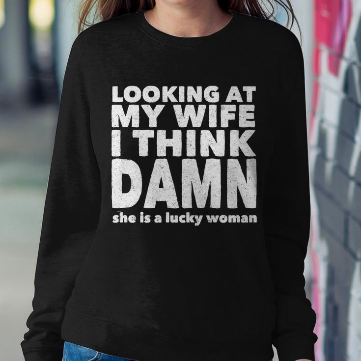 Funny Husband Lucky Wife Tshirt Sweatshirt Gifts for Her