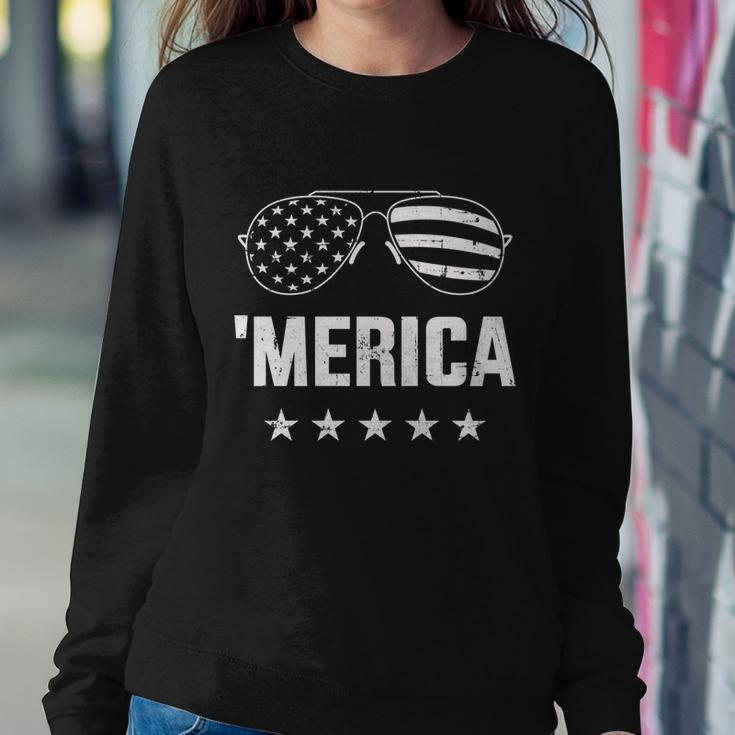 Funny Merica With Sunglasses And Flag For 4Th Of July Sweatshirt Gifts for Her