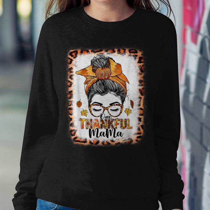 Funny Messy Bun One Thankful Mama Fall Autumn Thanksgiving V3 Sweatshirt Gifts for Her