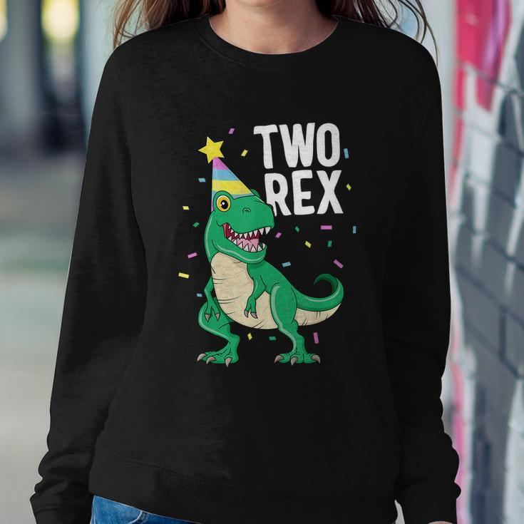 Funny Two Rex 2Nd Birthday Boy Gift Trex Dinosaur Party Happy Second Gift Sweatshirt Gifts for Her
