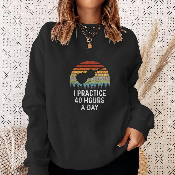 Funny Violin Gifts Practice 40 Hours Per Day Violinist Men Women Sweatshirt Graphic Print Unisex Gifts for Her