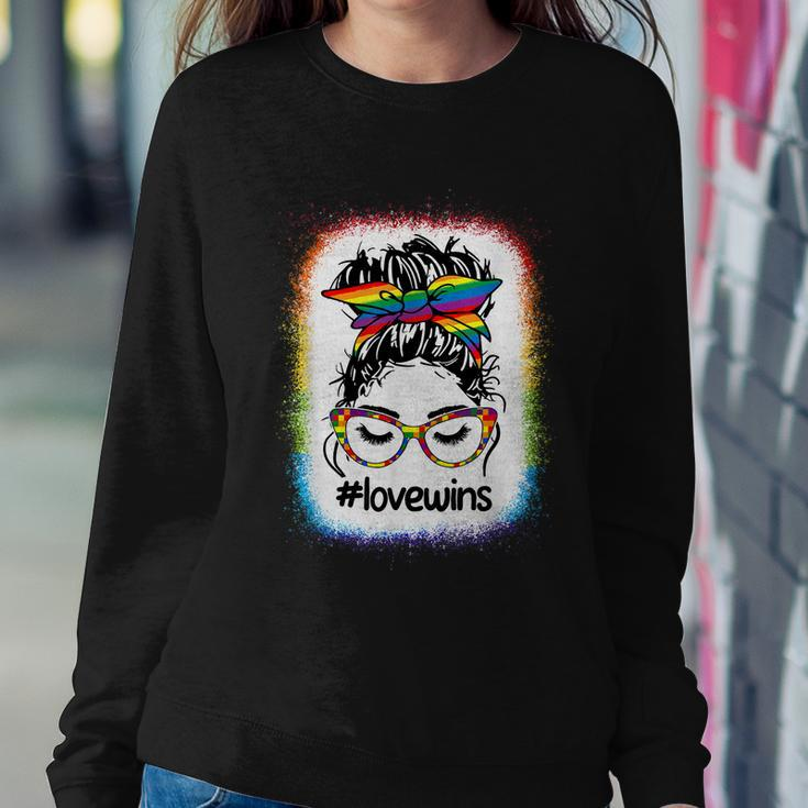 Gay Pride Messy Bun Rainbow Love Wins Lgbt Lgbtq Lesbian Sweatshirt Gifts for Her
