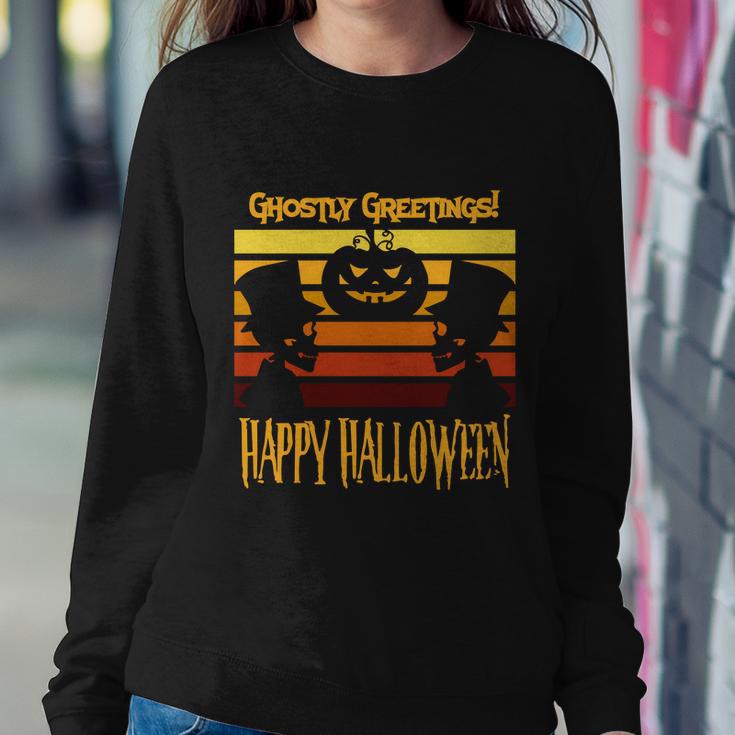 Ghostly Greetings Happy Halloween Funny Halloween Quote Sweatshirt Gifts for Her