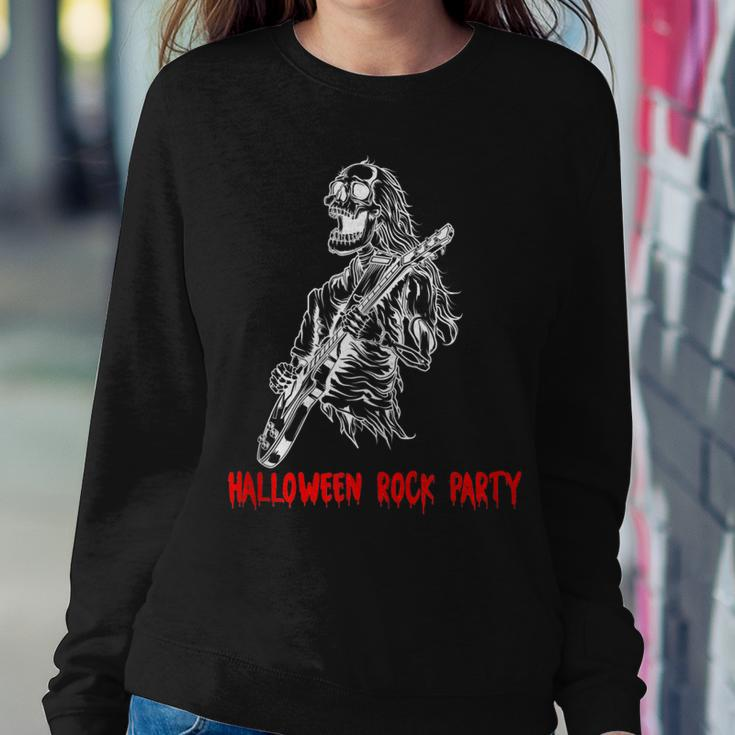 Halloween Rock Party Dancing Guitar Skeleton Playing Rock Sweatshirt Gifts for Her