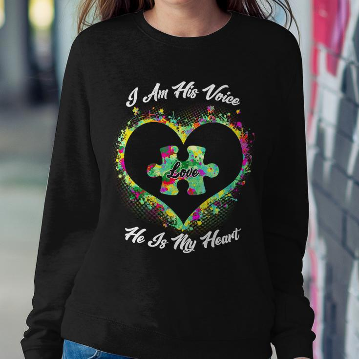 I Am His Voice He Is My Heart- Autism Awareness Tshirt Sweatshirt Gifts for Her